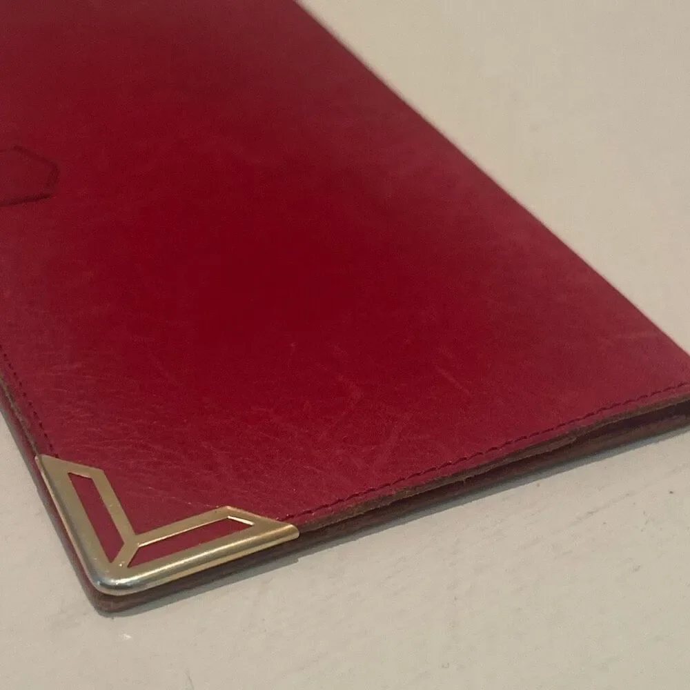Vintage YSL Bifold Long Wallet Red Leather Gold Accent Sleek Iconic Bold Luxury